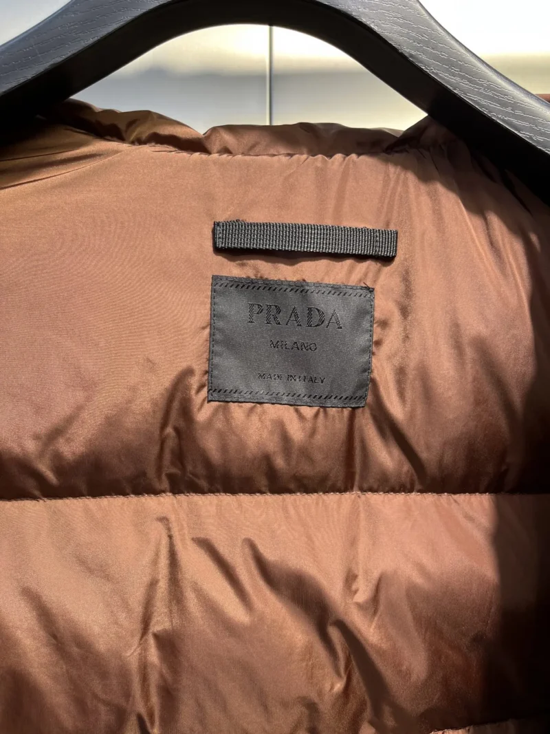 Replica Prada Biker Down Jacket Brown Hooded Reps - RepLuxe