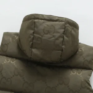 Replica Gucci GG Canvas Hooded Down Vest Olive Green Reps - RepLuxe