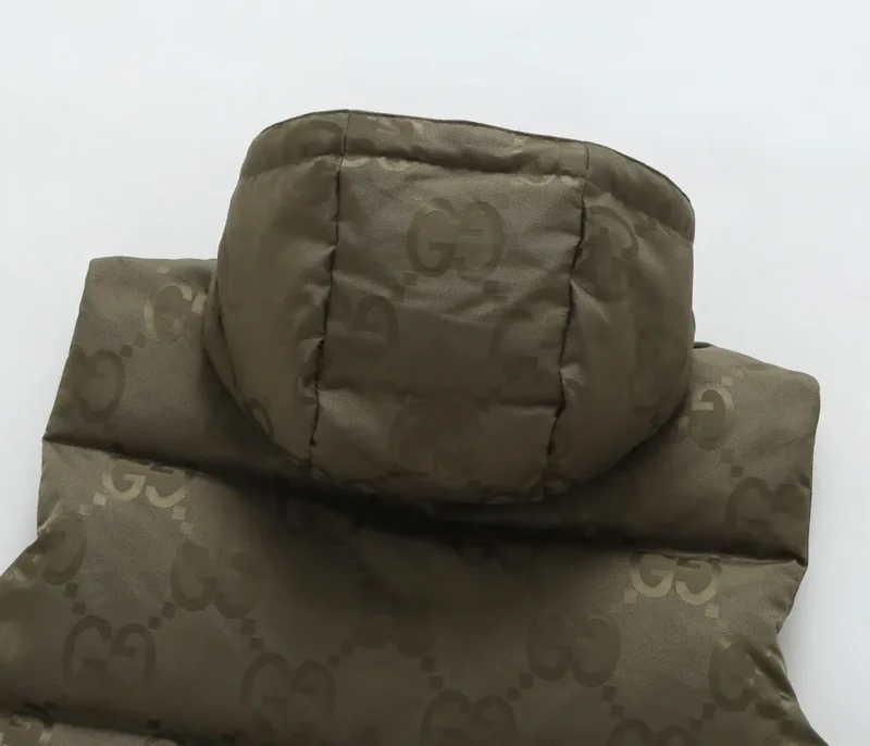Replica Gucci GG Canvas Hooded Down Vest Olive Green Reps - RepLuxe