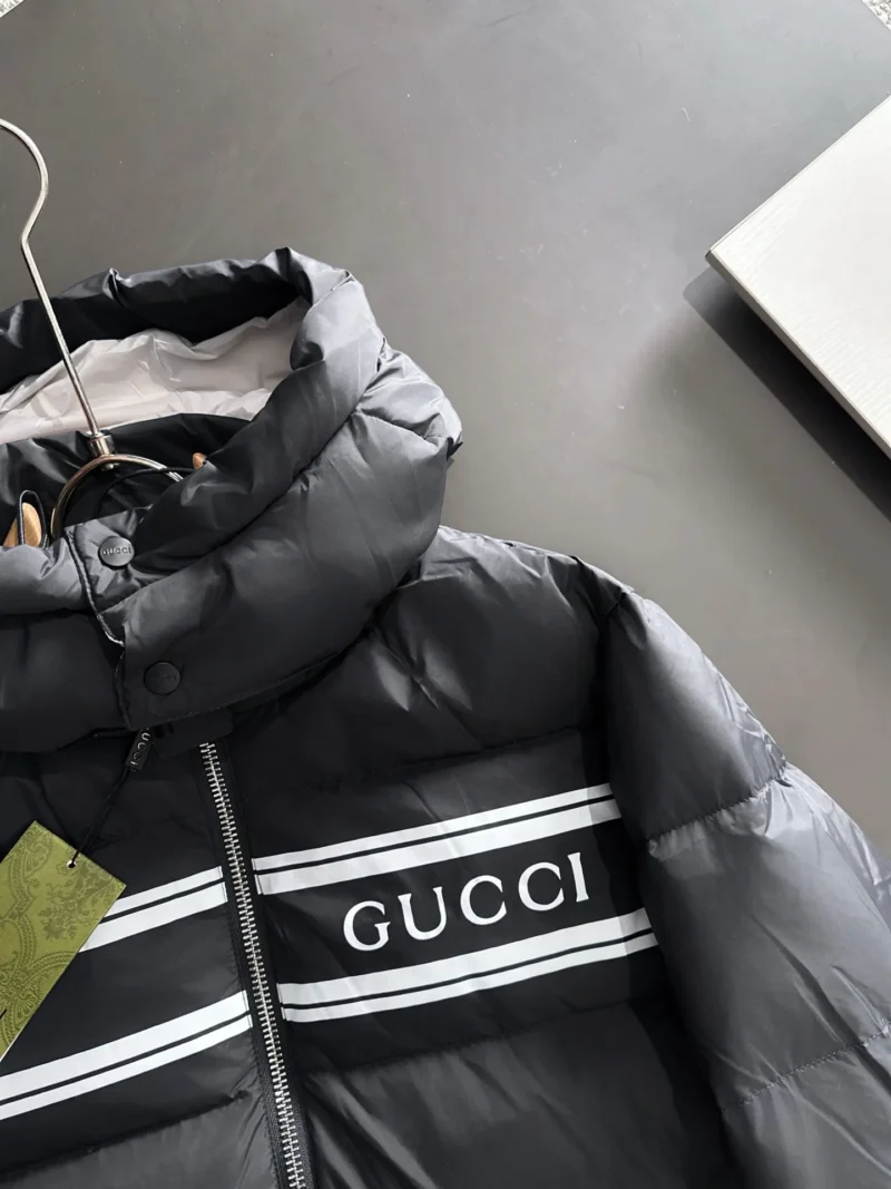 Replica Gucci Longue Saion Down Jacket Black Hooded Reps - RepLuxe