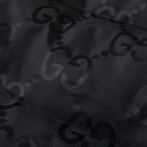Replica Gucci Monogram Down Jacket Black Snap Button Reps - RepLuxe