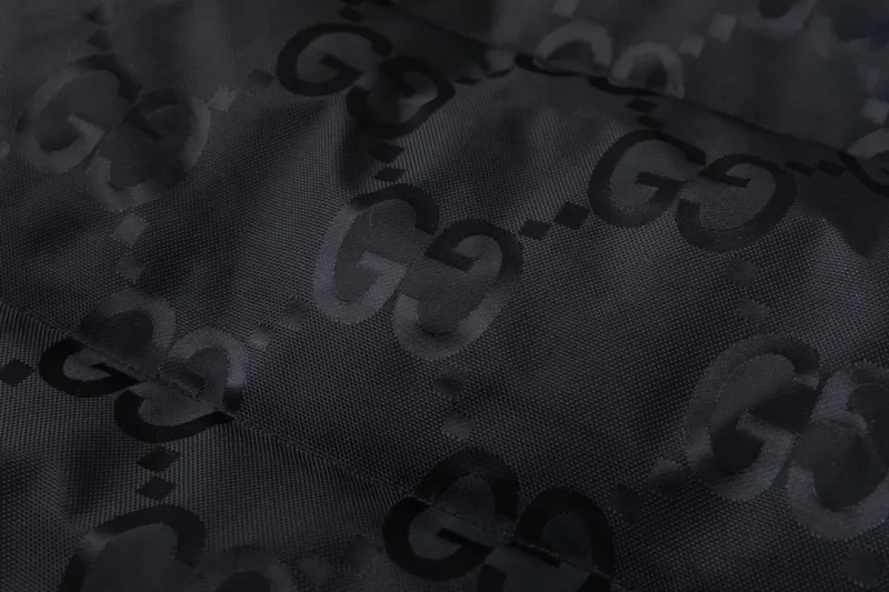 Replica Gucci Monogram Down Jacket Black Snap Button Reps - RepLuxe