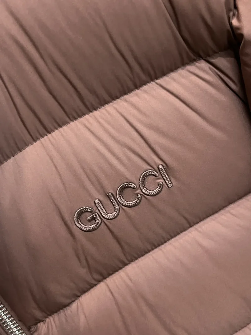 Replica Gucci 2025 Down Jacket Brown Stand Collar Reps - RepLuxe
