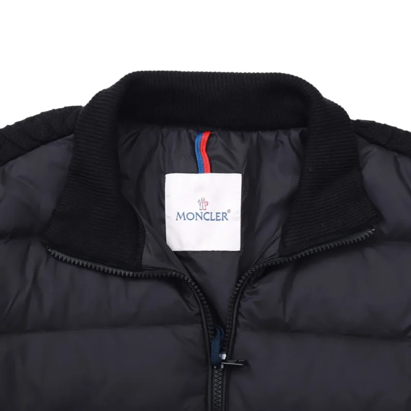Replica Moncler Knit Down Jacket Black Stand Collar Reps - RepLuxe