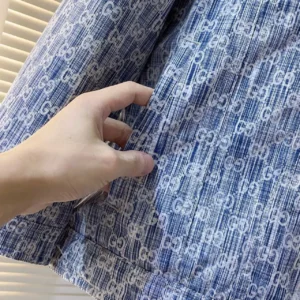 Replica Gucci Jacquard Denim Down Jacket Blue Regular Reps - RepLuxe