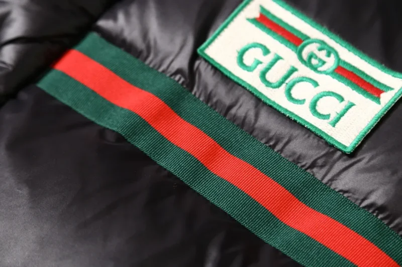 Replica Gucci Logo Tape Down Jacket Black Puffer Reps - RepLuxe