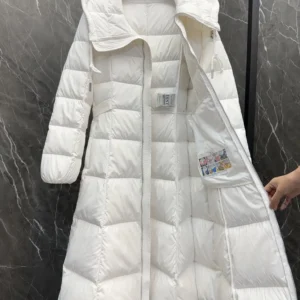 Replica Moncler Faucon Long Down Coat White Women Reps - RepLuxe