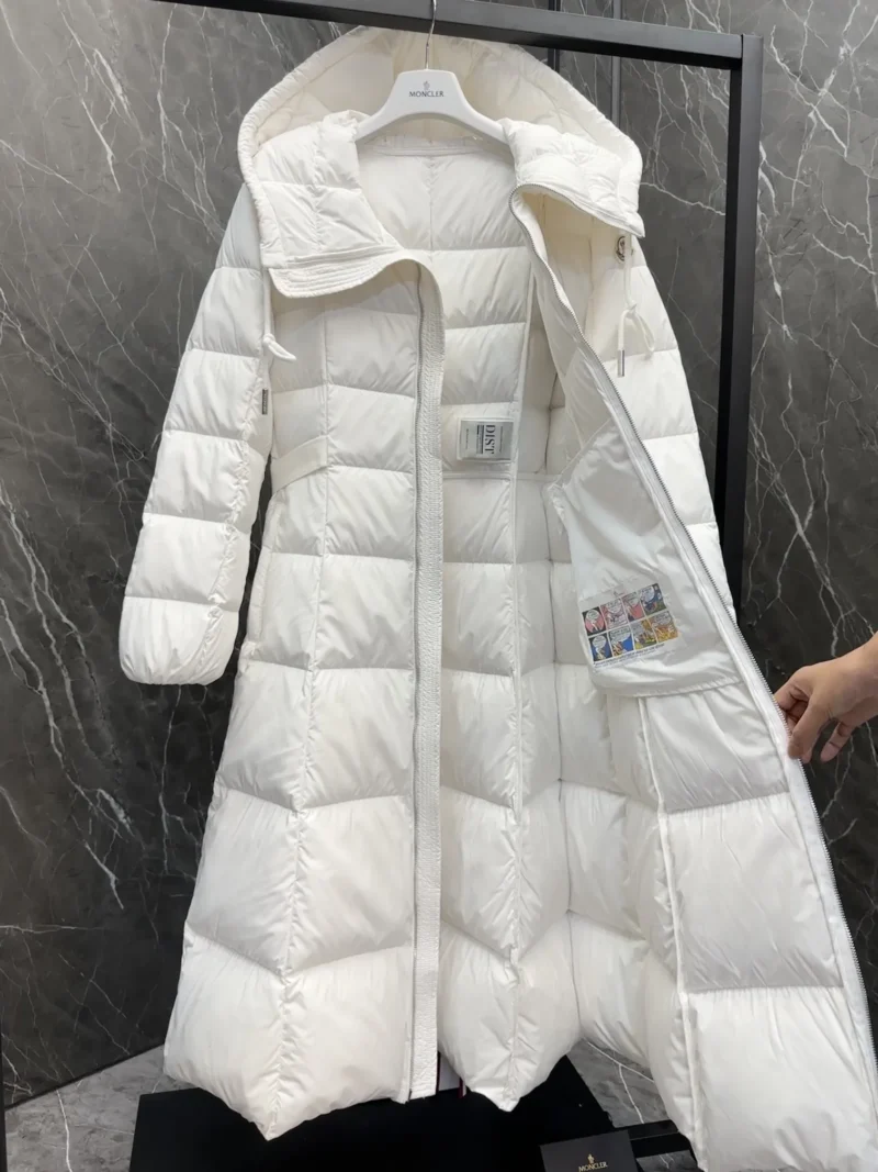 Replica Moncler Faucon Long Down Coat White Women Reps - RepLuxe