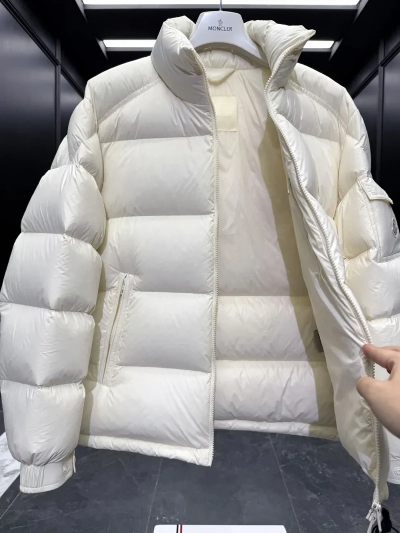 Replica Moncler Levitha Down Jacket White Stand Collar Reps - RepLuxe