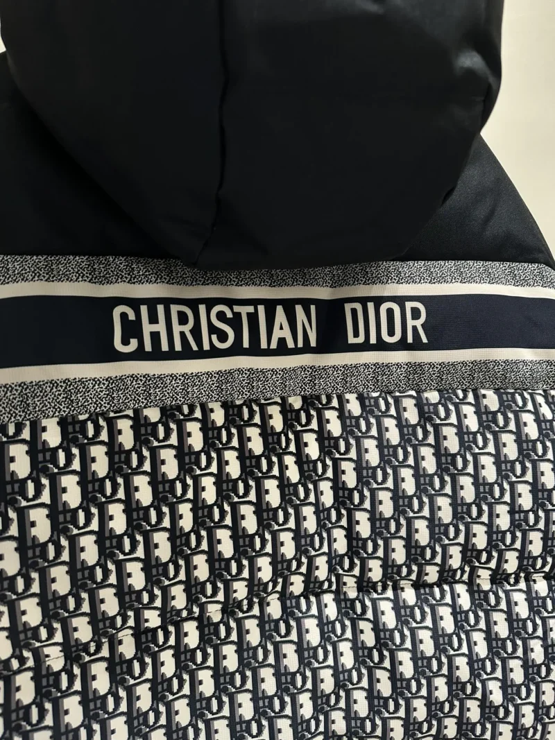 Replica Dior Classic Houndstooth Down Jacket Blue White Reps - RepLuxe