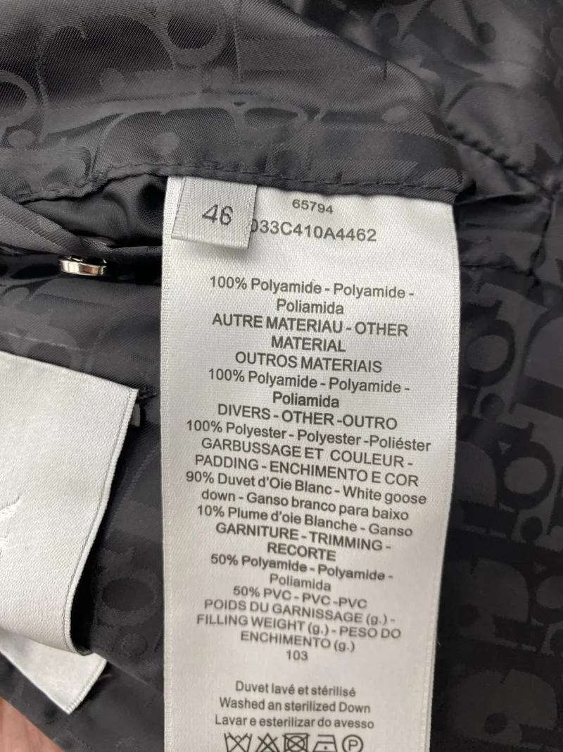 Replica Dior Oblique Down Jacket Black Stand Collar Reps - RepLuxe