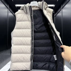 Replica Moncler Valmasque Down Vest Beige Hooded Reps - RepLuxe