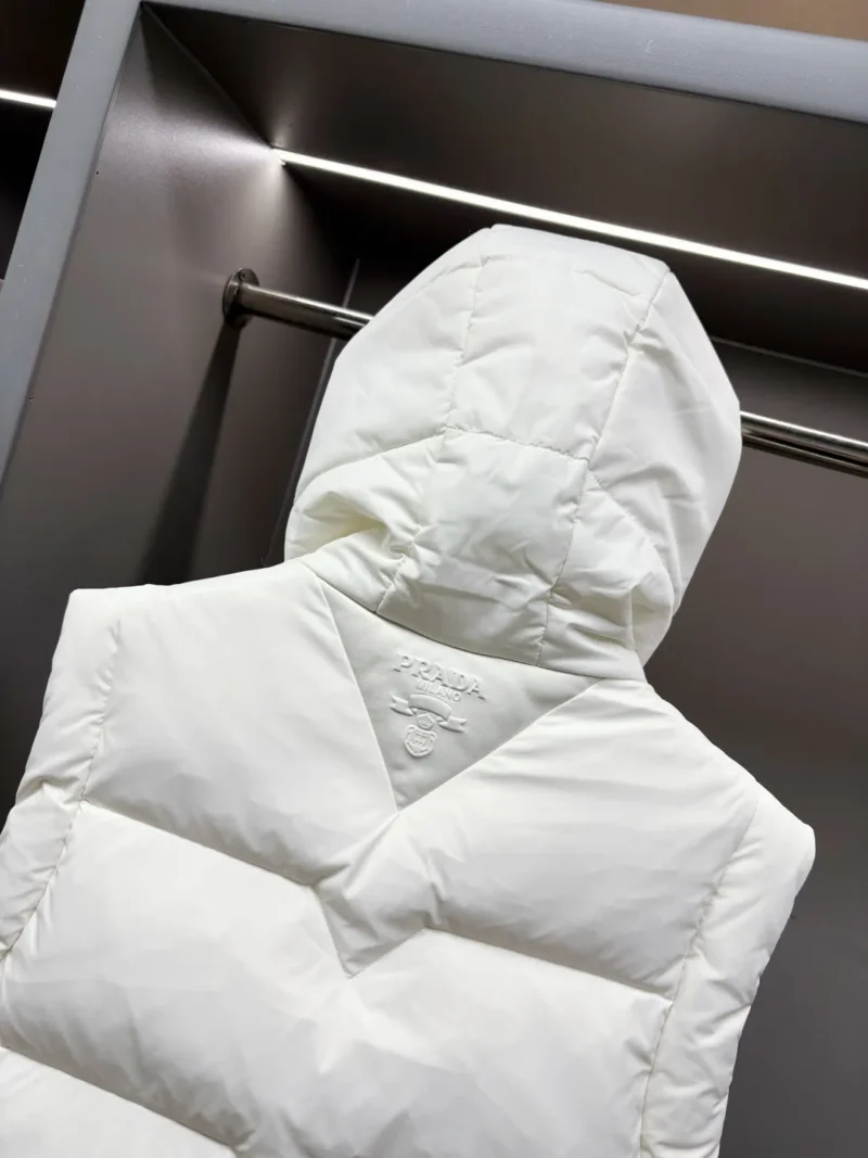 Replica Prada Hooded Down Vest White Quilted Reps - RepLuxe
