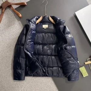 Replica Gucci Longue Saion Down Jacket Navy Blue Reps - RepLuxe
