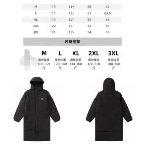 Replica Arcteryx Down Long Coat Black Hooded Reps - RepLuxe