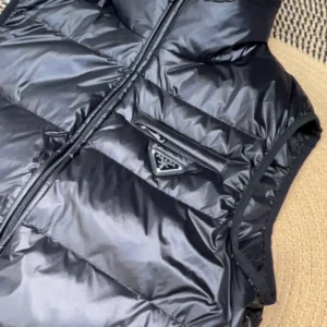 Replica Prada Minimalist Down Vest Black Stand Collar Reps - RepLuxe