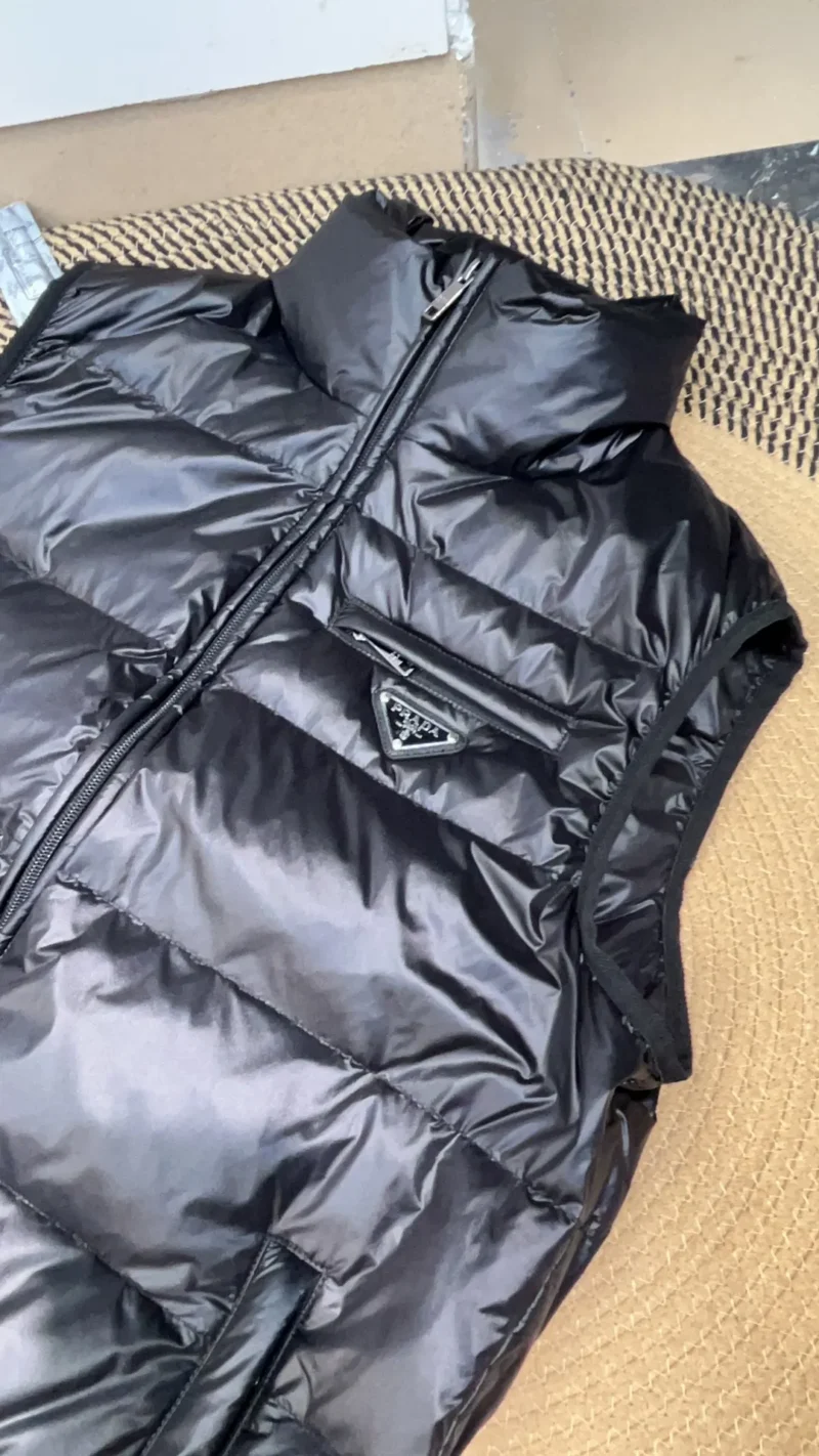 Replica Prada Minimalist Down Vest Black Stand Collar Reps - RepLuxe