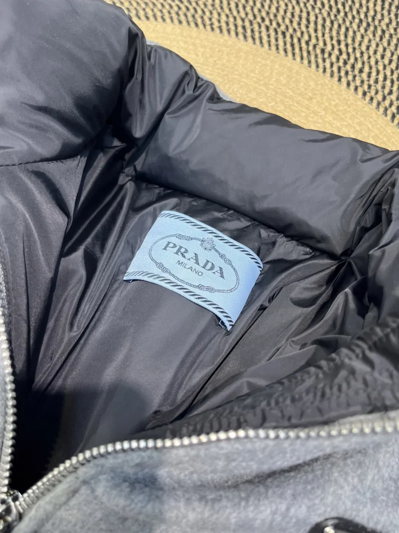 Replica Prada Down Jacket Grey Stand Collar Style Reps - RepLuxe