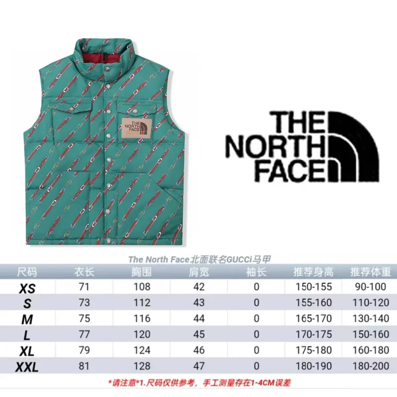 Replica THE NORTH FACE GUCCI Down Vest Green Print Reps - RepLuxe