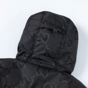 Replica Gucci Monogram Down Jacket Black Hooded Reps - RepLuxe