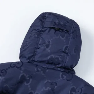 Replica Gucci Monogram Down Jacket Blue Hooded Reps - RepLuxe