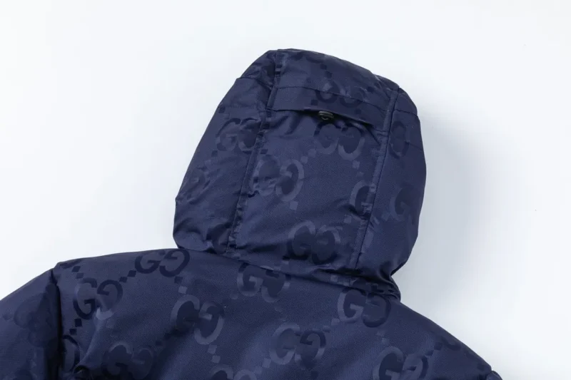 Replica Gucci Monogram Down Jacket Blue Hooded Reps - RepLuxe