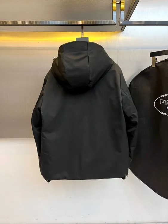 Replica Prada Down Jacket Black Hooded Style Reps - RepLuxe