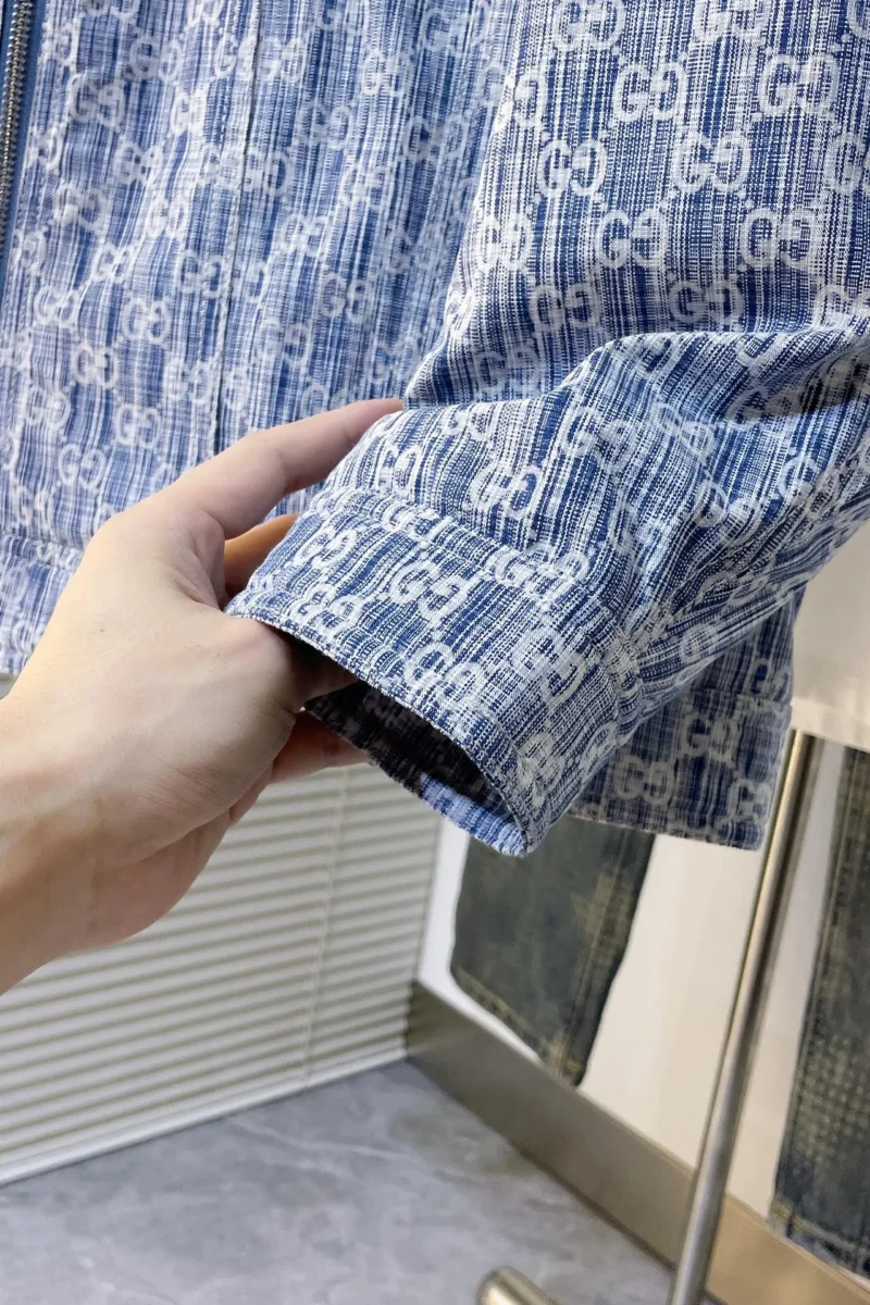 Replica Gucci Jacquard Denim Down Jacket Blue Regular Reps - RepLuxe