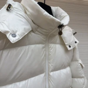 Replica Moncler Maya Down Jacket White Hooded Reps - RepLuxe