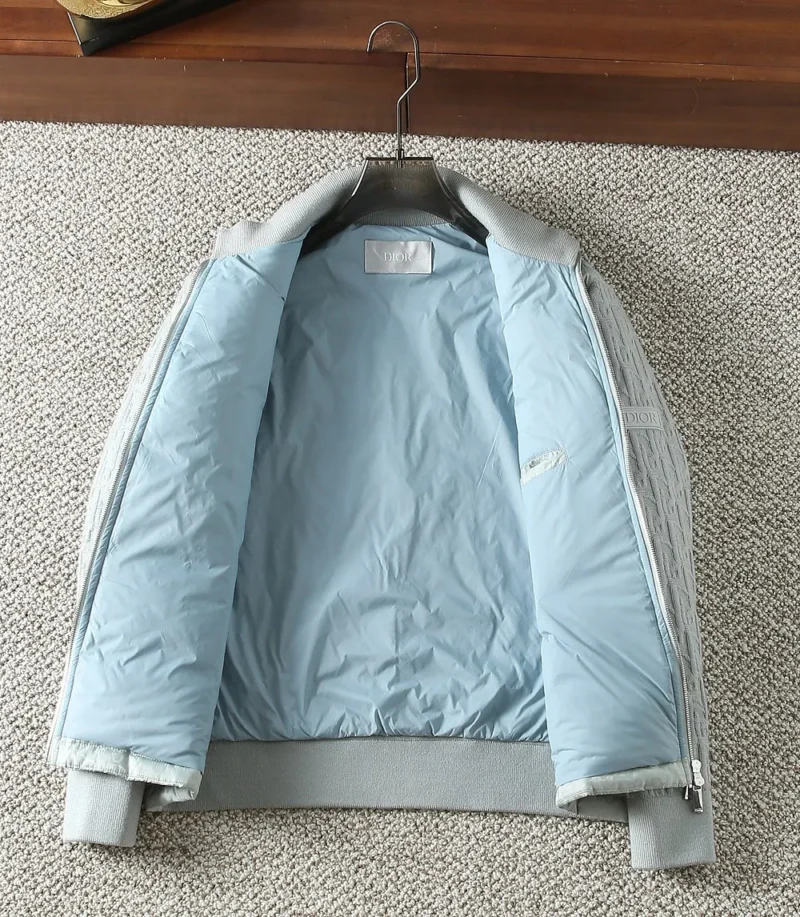 Replica Dior Knit Down Jacket Light Grey Unisex Reps - RepLuxe