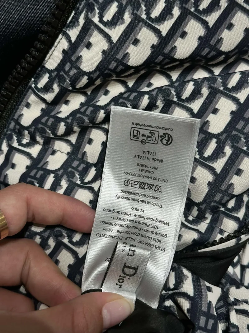 Replica Dior Classic Houndstooth Down Jacket Blue White Reps - RepLuxe