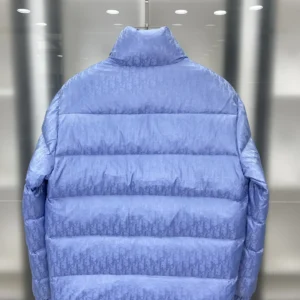 Replica Dior Oblique Down Jacket Blue Stand Collar Reps - RepLuxe