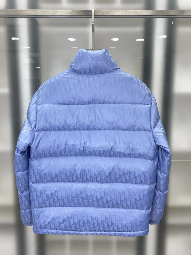 Replica Dior Oblique Down Jacket Blue Stand Collar Reps - RepLuxe