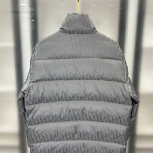 Replica Dior Oblique Down Jacket Grey Stand Collar Reps - RepLuxe