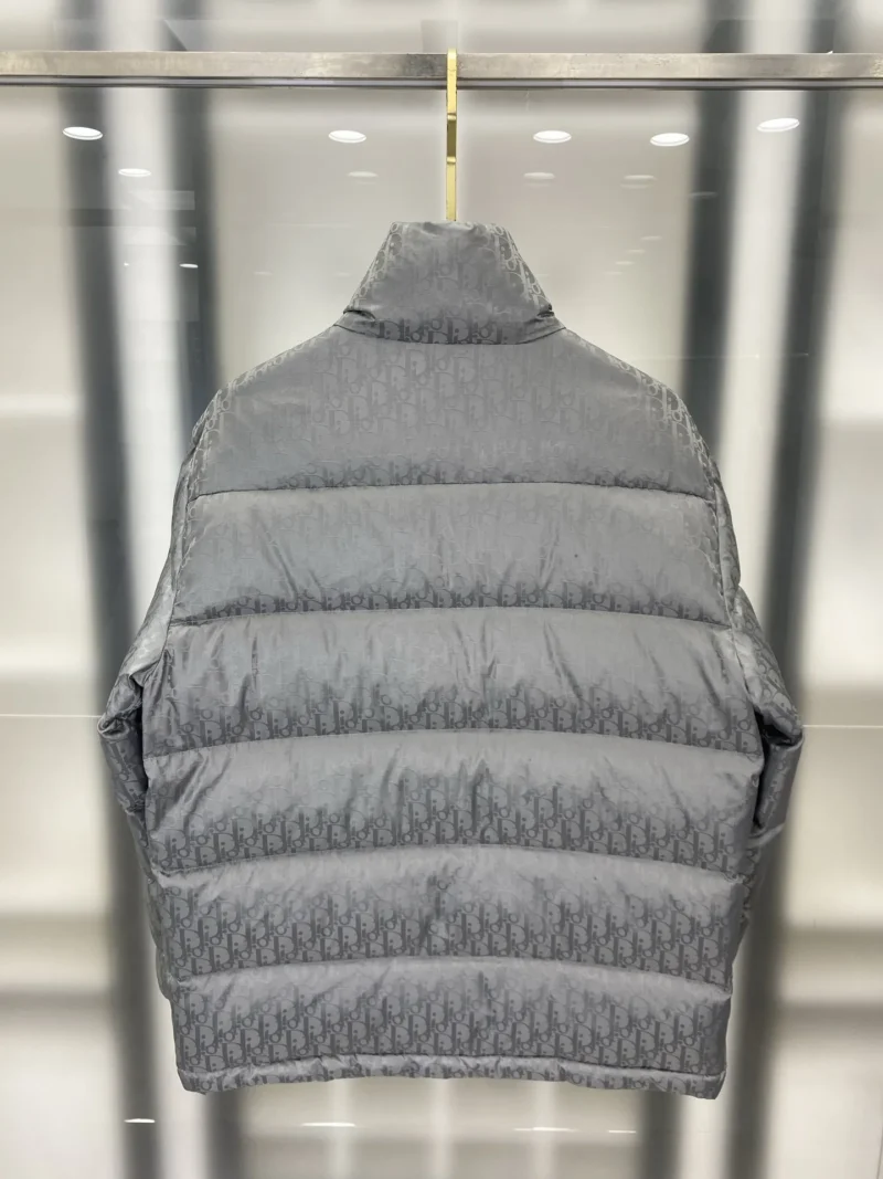 Replica Dior Oblique Down Jacket Grey Stand Collar Reps - RepLuxe