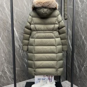 Replica Moncler Boedic Down Jacket Olive Green Long Reps - RepLuxe