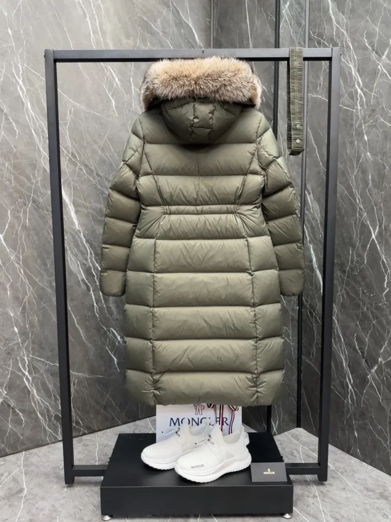 Replica Moncler Boedic Down Jacket Olive Green Long Reps - RepLuxe
