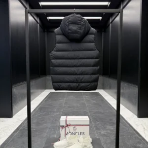 Replica Moncler Valmasque Vest Black Hooded Style Reps - RepLuxe