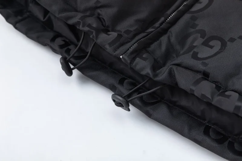 Replica Gucci Monogram Down Jacket Black Hooded Reps - RepLuxe