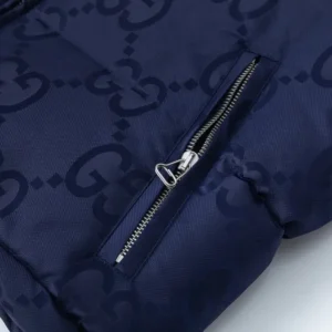 Replica Gucci Monogram Down Jacket Blue Hooded Reps - RepLuxe