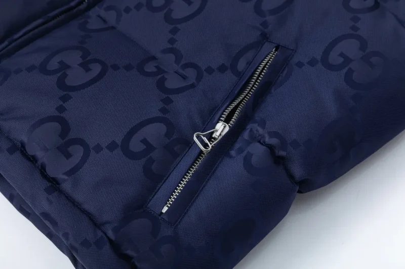 Replica Gucci Monogram Down Jacket Blue Hooded Reps - RepLuxe