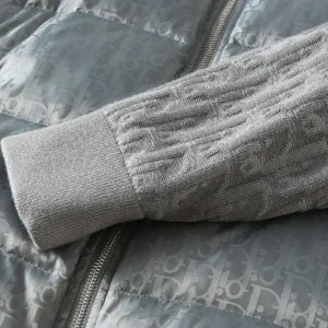 Replica Dior Knit Down Jacket Grey Unisex Style Reps - RepLuxe