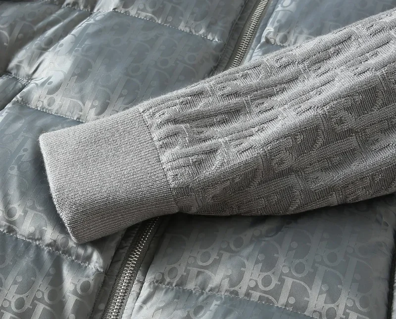 Replica Dior Knit Down Jacket Grey Unisex Style Reps - RepLuxe