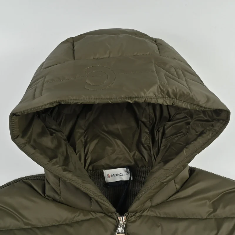 Replica Moncler Knit Hooded Down Jacket Olive Reps - RepLuxe