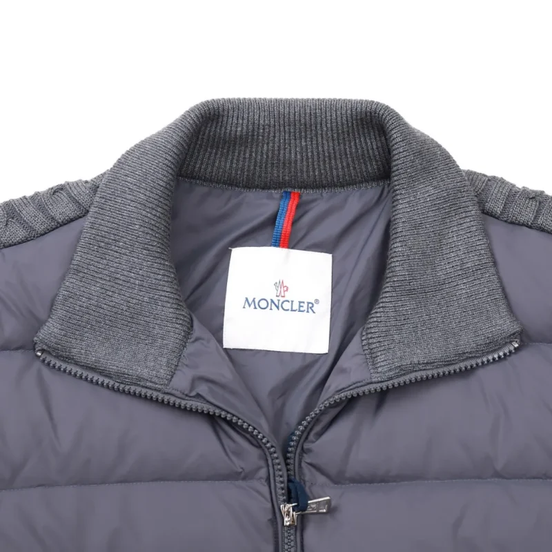 Replica Moncler Knit Down Jacket Grey Stand Collar Reps - RepLuxe