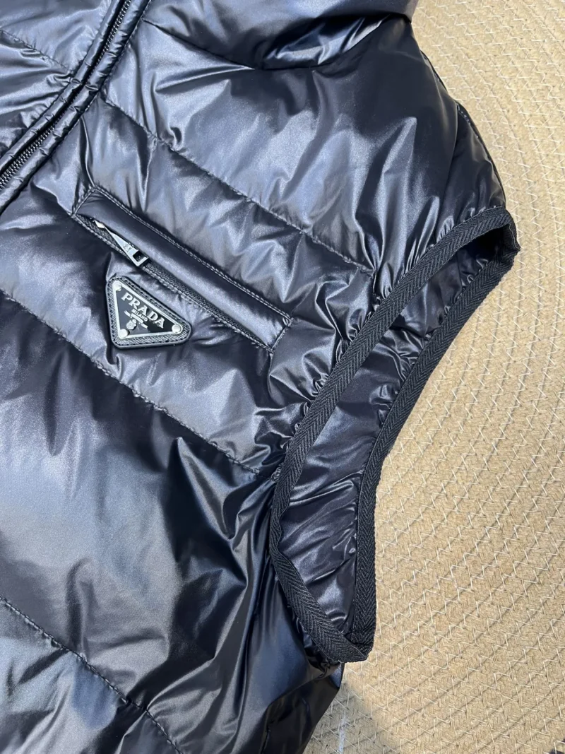 Replica Prada Minimalist Down Vest Black Stand Collar Reps - RepLuxe