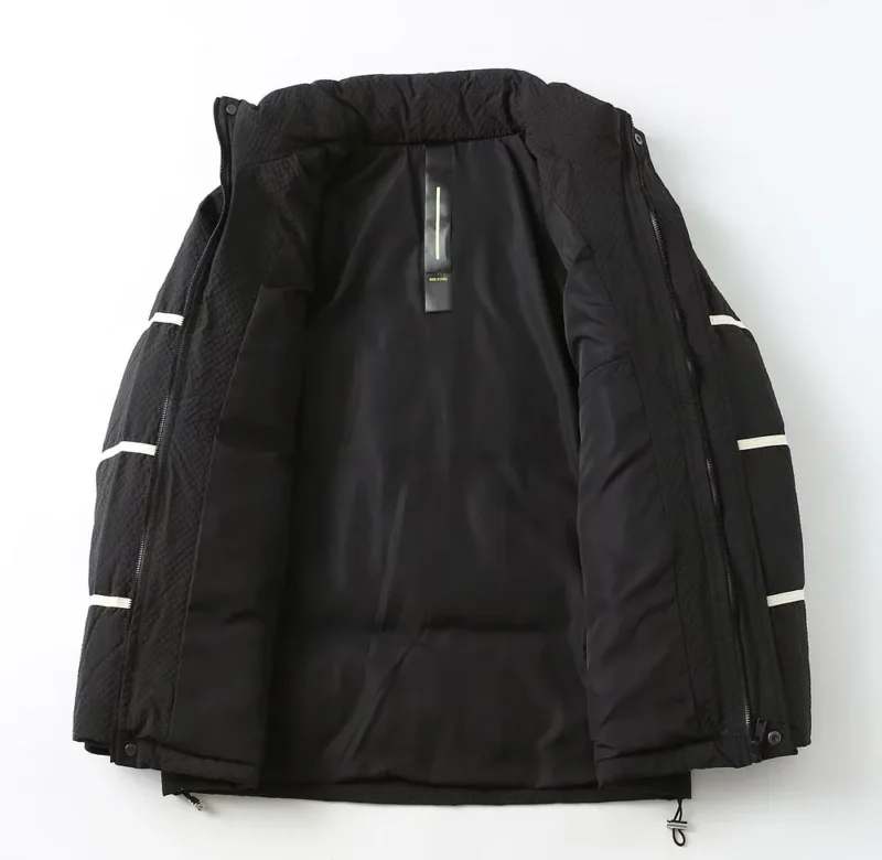 Replica Prada Striped Logo Down Jacket Black Unisex Reps - RepLuxe