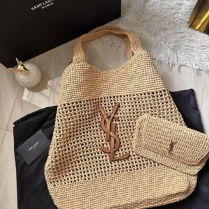 YSL Saint Laurent Icare Maxi raffia tote bag