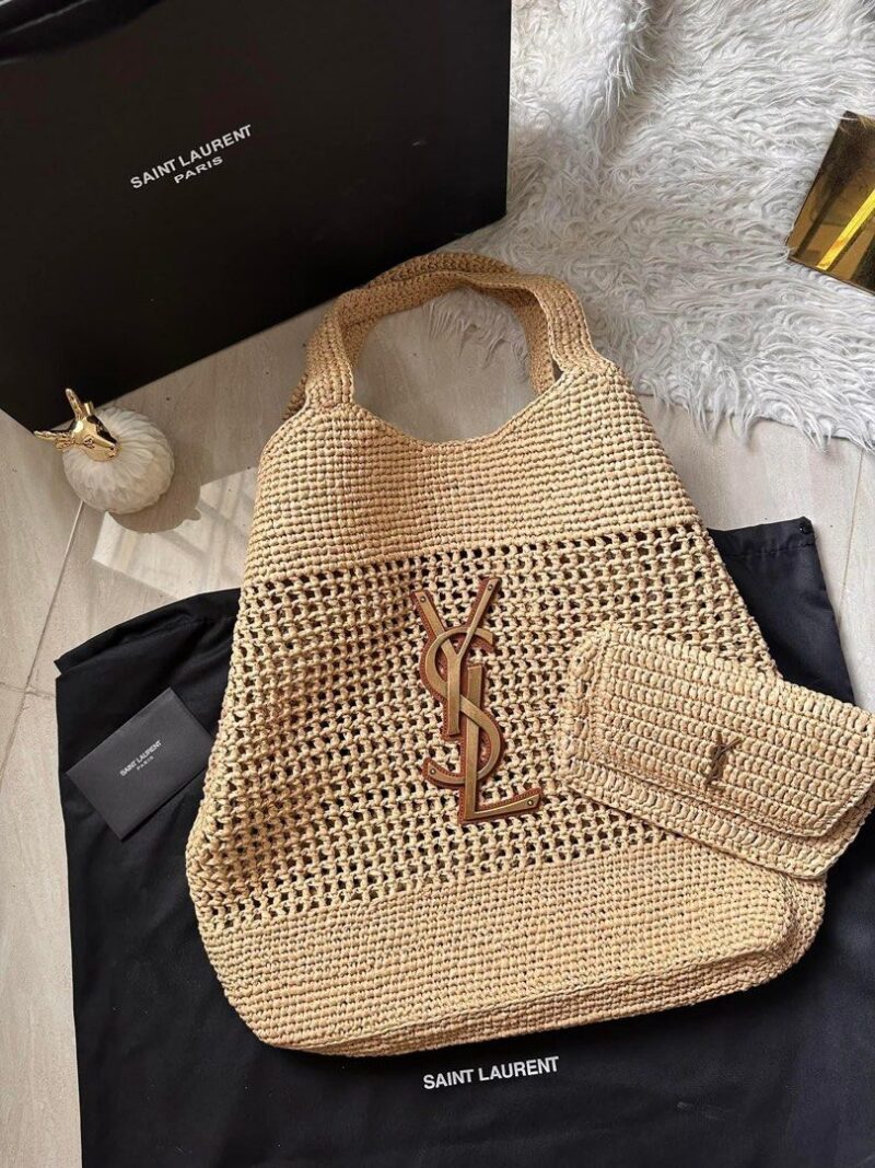 YSL Saint Laurent Icare Maxi raffia tote bag